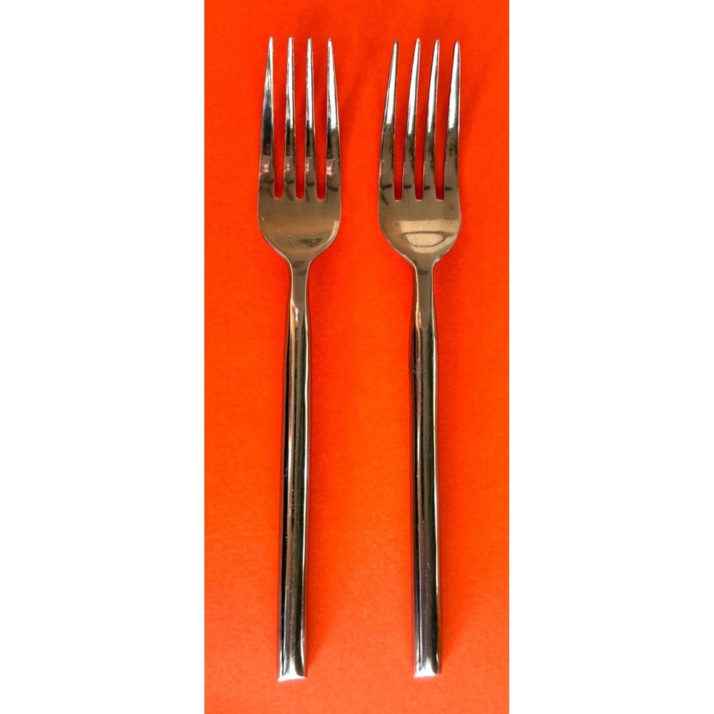CAFE NOIR Dinner Forks (2) Heavy Cylindrical Handle Modern Flatware Replacement